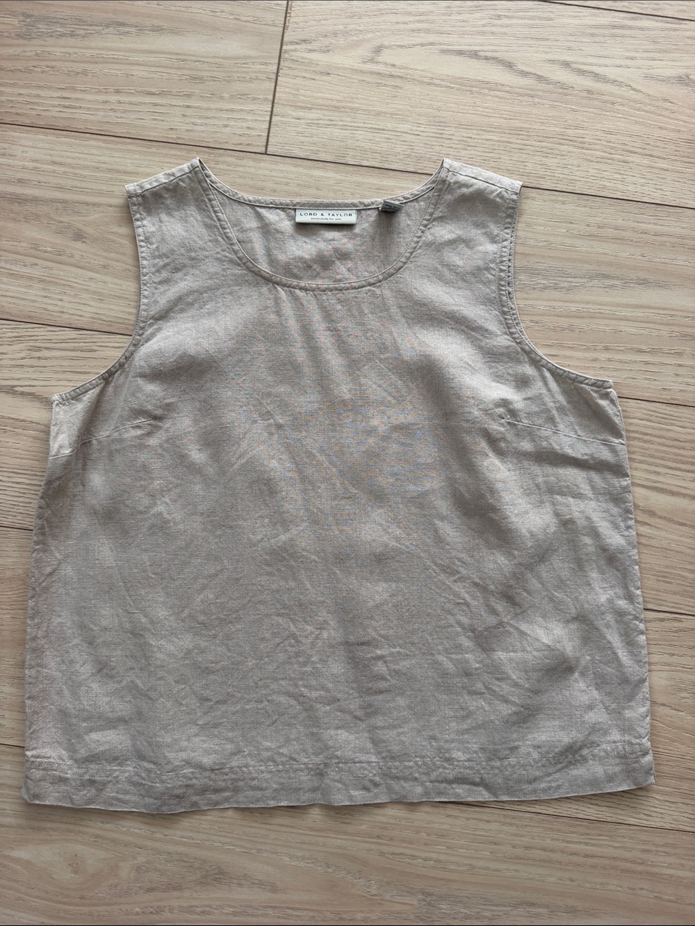 Vintage 1990s Lord & Taylor Linen Sleeveless Tank - Light Taupe